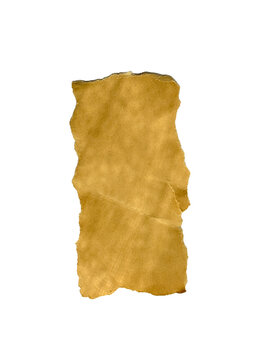 Narrow Torn Kraft Paper Piece Isolated On White Background