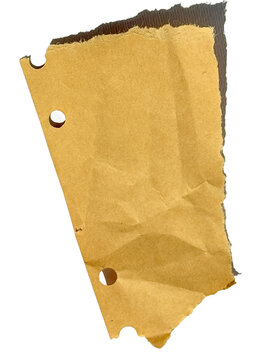 Burnt Edge Paper Scrap Isolated On White Background Vintage