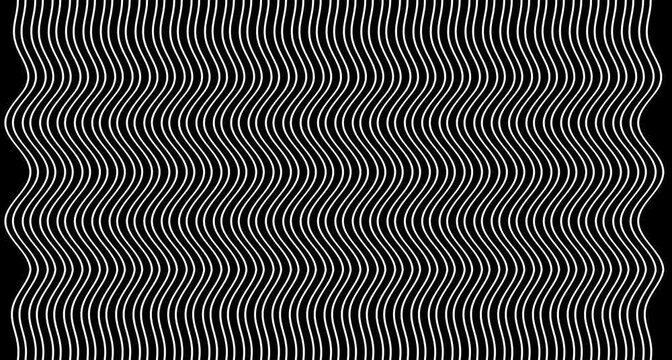 Simple thin vertical white wavy lines looping abstract animated background