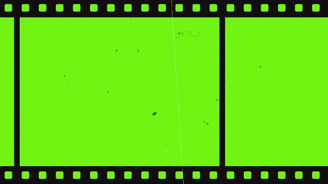 Cinematic Film Reel Overlay on Green Background with Dust and Scratch Texture
