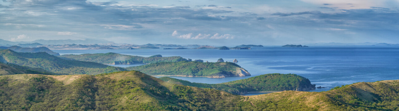 Panorama of bays and coves of Krabbe Peninsula in Primorye, Russia