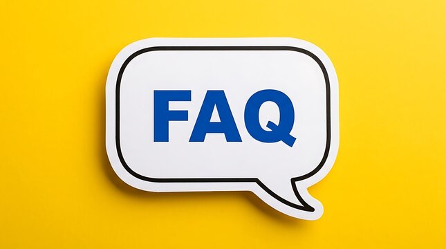 FAQ Sign in a Speech Bubble on a Vibrant Yellow Background Representing Customer Service Support