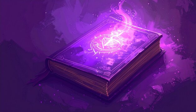 Mystical glowing ancient book with magical energy.