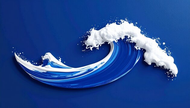 Dynamic Blue Ocean Wave with White Foam Crest.