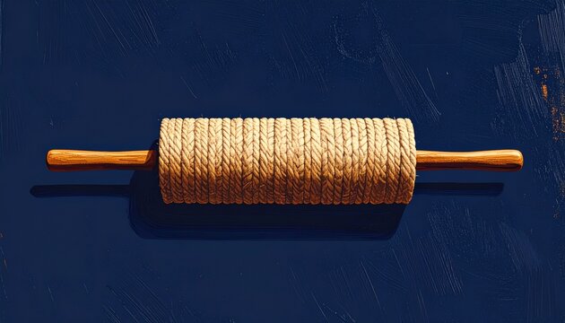 Wooden rolling pin on dark background.