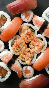 Assorted Sushi Platter Rotating background