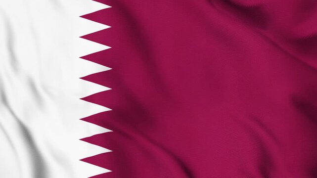 Qatar National Flag Waving in Wind with Realistic Fabric Texture, Seamless Loop Animation 4K