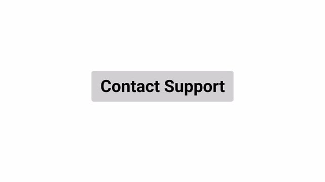 Contact Support Button Click Animation with Hand Pointer and Mouse Cursor Interaction on Transparent Background, Customer Service UI, 4K Motion Graphics