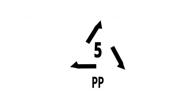 Polypropylene plastic sorting guide graphic with rotating arrows for eco friendly manufacturing and environmental concepts
