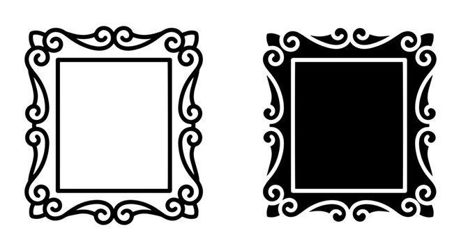 Elegant Ornate Square Frames, Decorative Vector Borders, Vintage Flourish Embellishments, Classic Design Elements