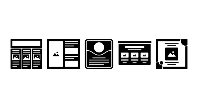 Website Layout Templates, Web Design Mockups, UI UX Wireframe Elements, Digital Interface Design