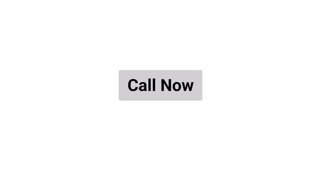 Call Now Button Click Animation with Hand Pointer and Mouse Cursor Interaction on Transparent Background, Contact Action UI, 4K Motion Graphics
