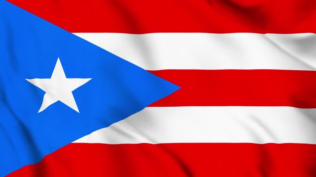 Puerto Rico National Flag Waving in Wind with Realistic Fabric Texture, Seamless Loop Animation 4K