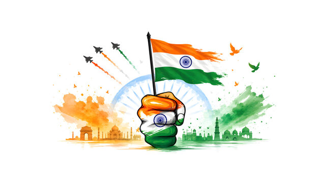 ​Symbol of Indian Unity and Strength with National Flag.