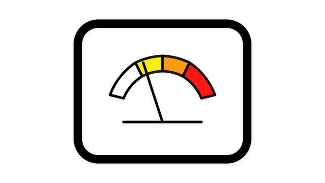 Animated gauge needle moving from low to high performance levels
