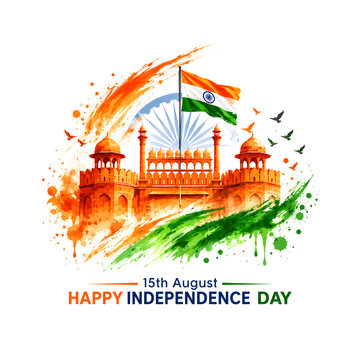 ​Indian national festival 15th August Happy Independence Day artistic illustration.