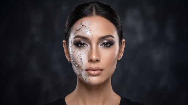 Luxury Special Effects Halloween Makeup with Artistic Porcelain Illusion Beauty