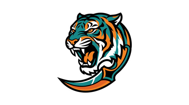 Aggressive tiger mascot kerambit vector logo design