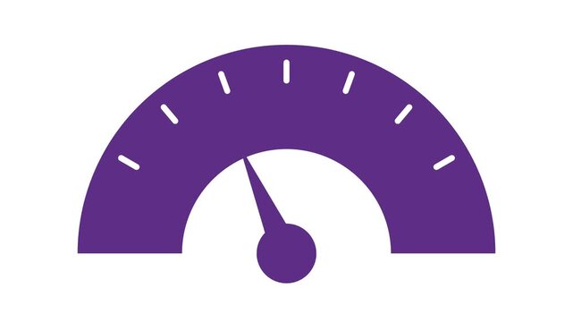 Animated purple gauge needle moving across a measurement scale