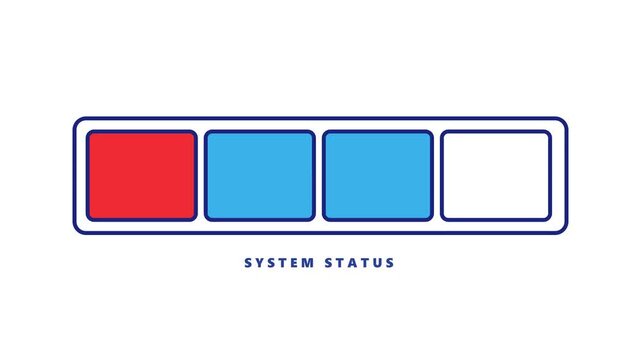 Animated system status bar filling with colorful square blocks
