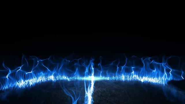 Blue Energy Logo Reveal Animation with Electric Flame Portal, Neon Light Trails and Futuristic Glow for Gaming Intro, Technology Brand Opener, Digital Logo Reveal and Sci Fi Intro