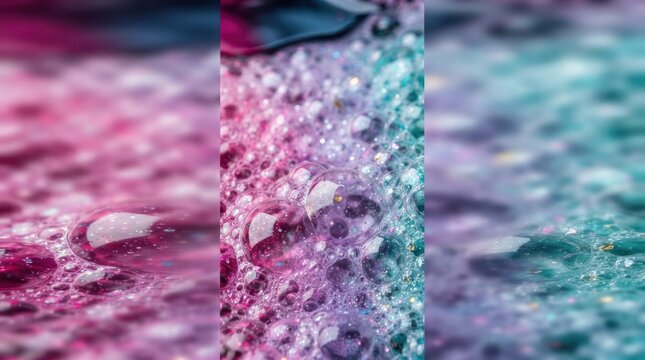 Abstract macro bubbles in pink and purple tones.