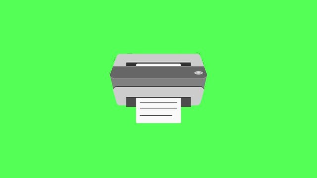 Modern illustration showing the paper printing process with a printer, featuring paper sheets, technology, office equipment, and workflow concepts.
