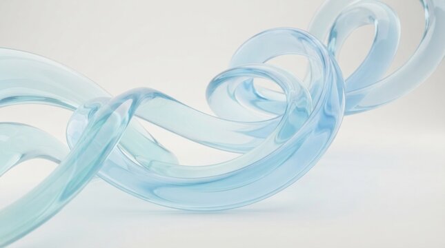 Abstract translucent blue liquid swirl on white.