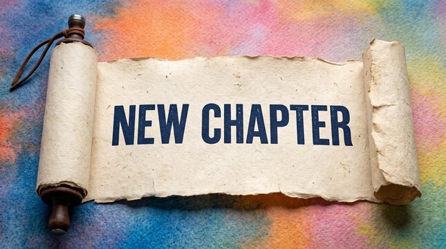 New chapter sign with colorful background