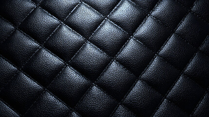 Obraz premium Luxury quilted upholstery background with deep black leather texture and dimensional pattern
