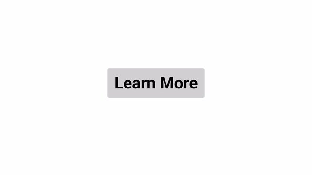Learn More Button Click Animation with Hand Pointer and Mouse Cursor Interaction on Transparent Background, Information UI, 4K Motion Graphics