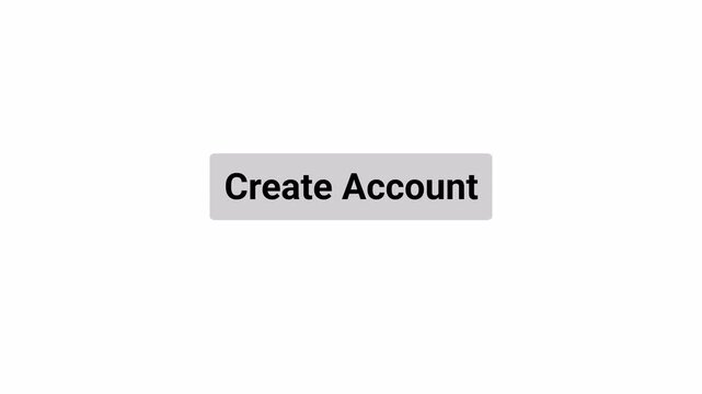 Create Account Button Click Animation with Hand Pointer and Mouse Cursor Interaction on Transparent Background, User Registration UI, 4K Motion Graphics