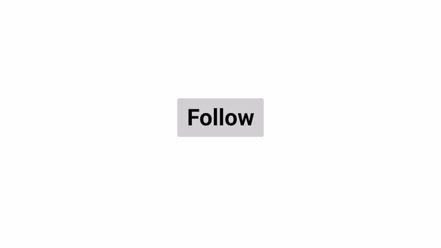 Follow Button Click Animation with Hand Pointer and Mouse Cursor Interaction on Transparent Background, Social Media Follow UI, 4K Motion Graphics