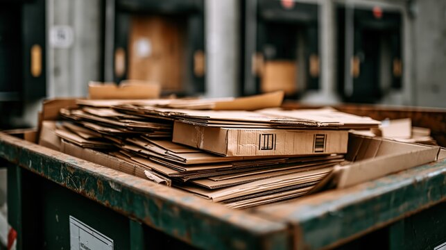 Piled Cardboard Boxes in Industrial Setting