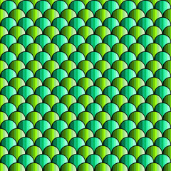 Green Scallop Fish Scale Seamless Pattern with Striped Gradient Effect © Aries