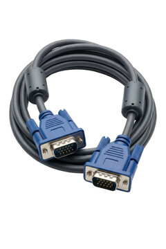 VGA cable with blue connectors and ferrite cores
