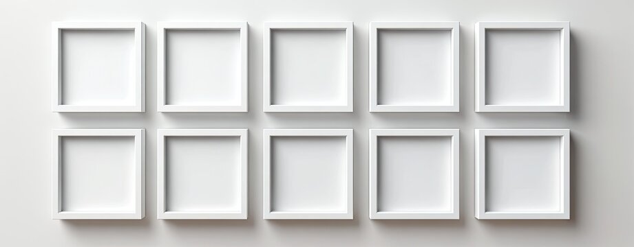 White square picture frames on a wall
