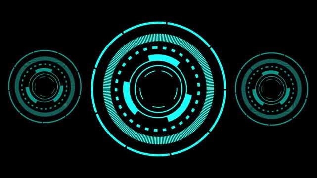 Futuristic  interface circle. Digital technology scanning element on black background.
