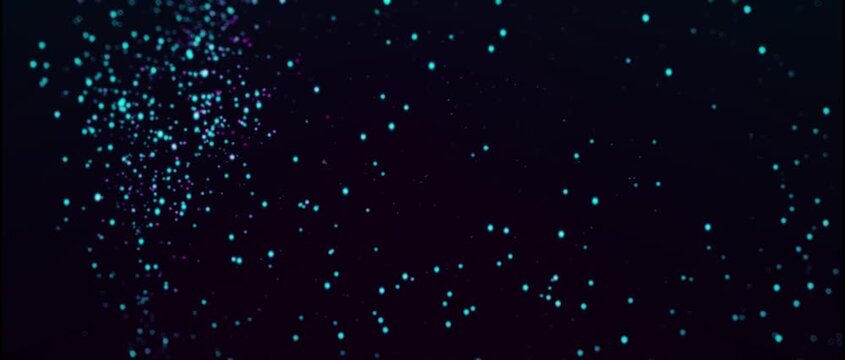 Particles of light scatter across a deep void creating a celestial atmosphere that suggests a digital starry sky or a complex data visualization concept.