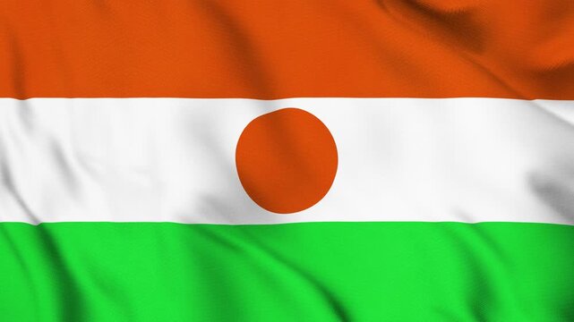 Niger National Flag Waving in Wind with Realistic Fabric Texture, Seamless Loop Animation 4K