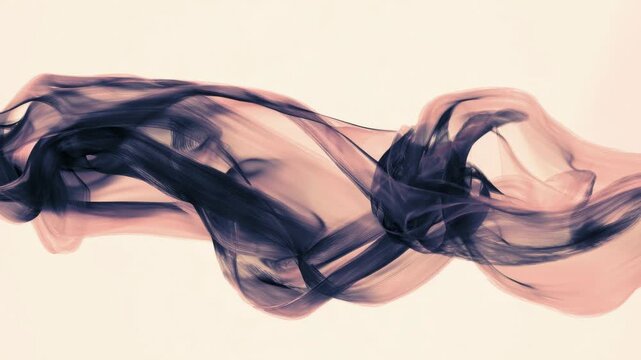 Abstract flowing ribbon shapes on light background, digital stop motion animation seamless loop