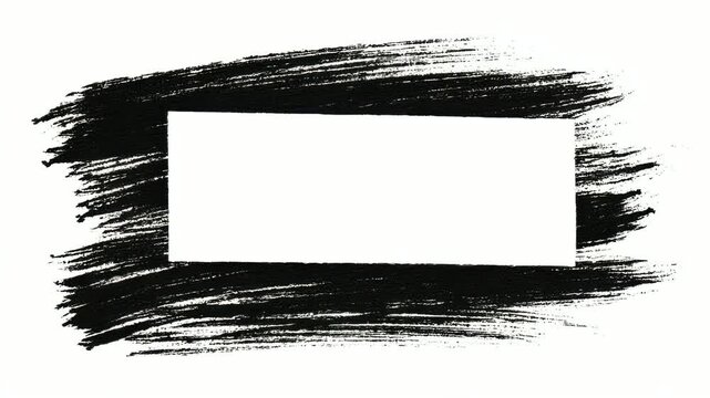 Hand drawn brush stroke frame with copy space text overlay, black grunge border, seamless loop