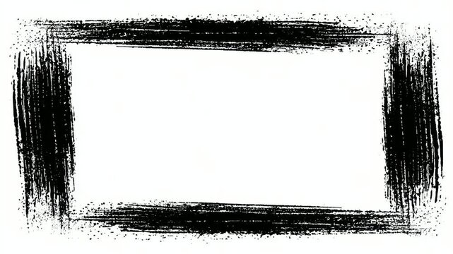 Hand drawn brush frame border with empty center for text overlay seamless loop stop motion animation