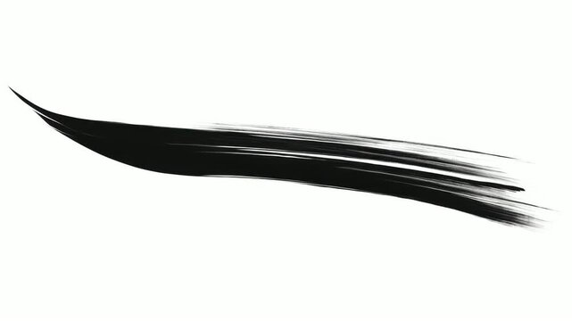 Abstract black brush stroke sweeping across white background, hand drawn motion, seamless loop