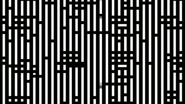 Abstract geometric line pattern background, black and white digital stop motion animation, seamless loop