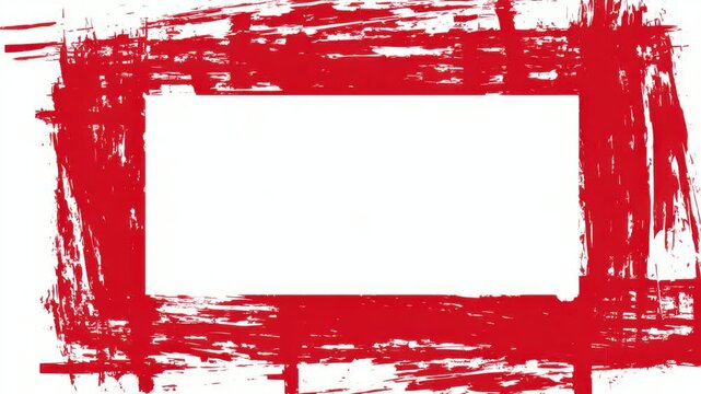 Red hand drawn brush border frame with empty center, copy space text overlay, seamless loop