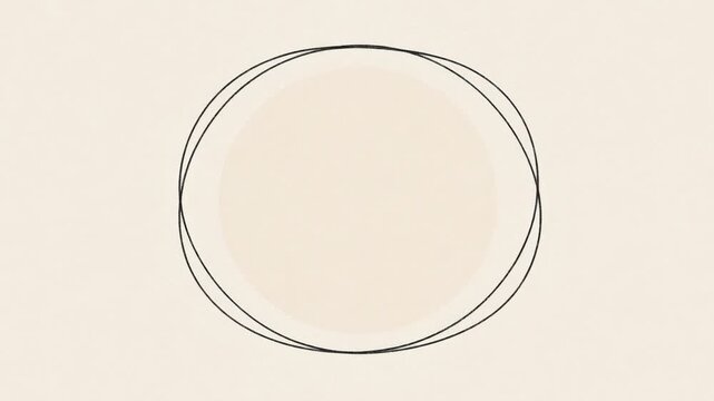 Hand drawn double circle border with empty center for text overlay, seamless loop