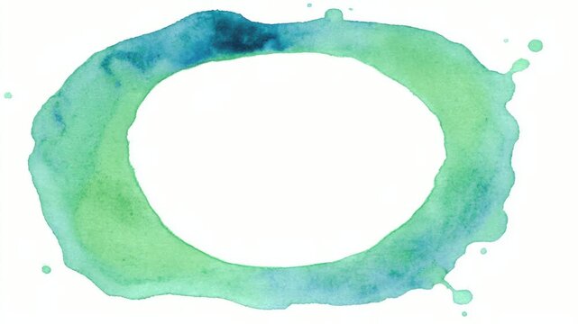 Abstract watercolor green blue ring border frame copy space text overlay seamless loop