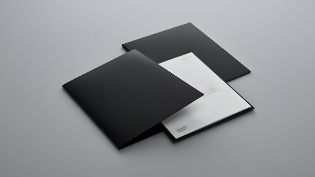 Black and white stationery mockup with business cards and folder for premium branding presentation