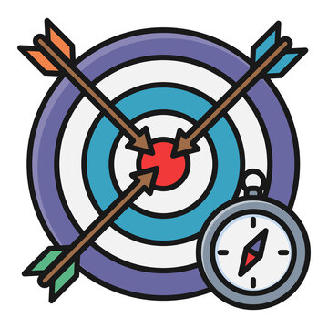 dart and target Business Strategy Target Goal Planning Flat Line Illustration